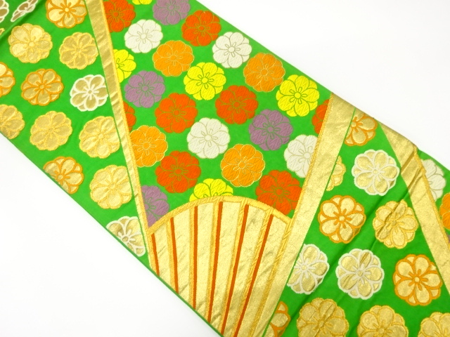 JAPANESE KIMONO / ANTIQUE FUKURO OBI / SILK / WOVEN FLOWER